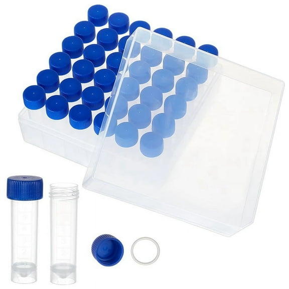 36Pcs 5Ml  Tubes Plastic Vials with Screw Caps Small Sample Tubes Test Tubes with Storage Box for Lab Supplies