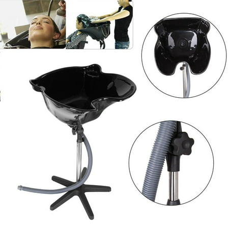UBesGoo Pro Portable Shampoo Basin Height Adjustable Salon Hair Treatment Bowl Black
