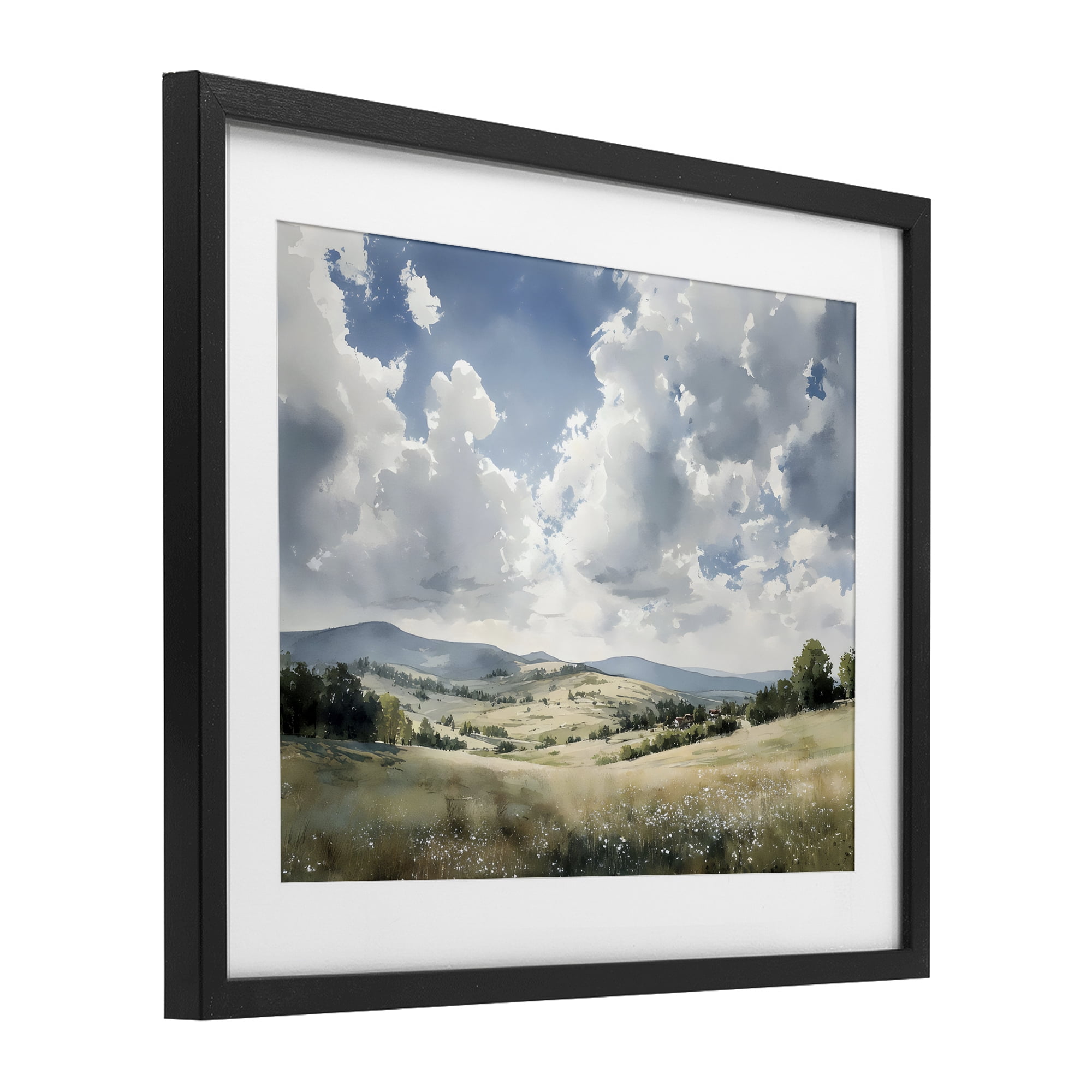 Stupell Industries Cloudy Hills Meadow Black Framed Print Under Glass, design by Franklyn Gregory