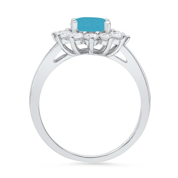 2.72 ct Oval Cut Simulated Turquoise Halo Engagement Ring for Women in 14K White Gold