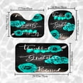 thumbnail image 3 of 4Pcs Teal Rose Shower Curtain Set, Thankful Grateful Blessed Turquoise Bathtub Curtain with Non-Slip Rug, Toilet Lid Cover, Bath Mat and 12 Hooks, Romantic Green Floral Bathroom Decor, 72 x 72 inch, 3 of 5