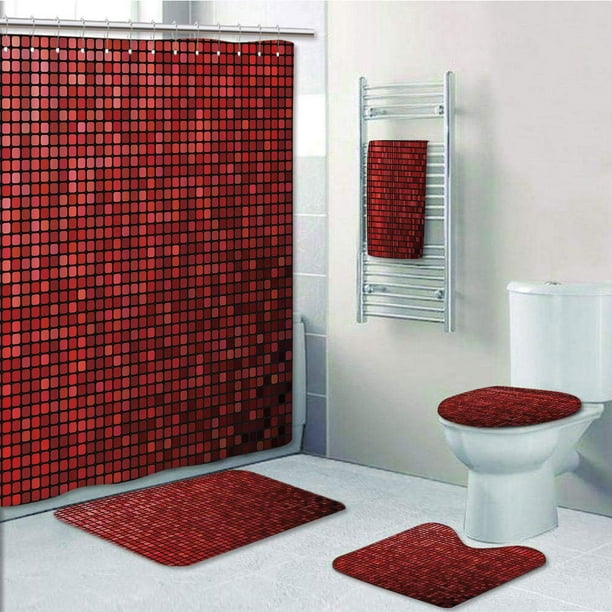 EREHome Maroon Abstract Mosaic Grid Ombre Pixels Digital