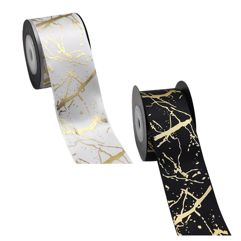 2 Rolls of Blocking Polyester Wrapping Ribbon Gift Packaging Ribbon