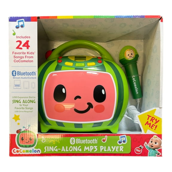 eKids Cocomelon Karaoke Machine with Built-in Cocomelon Songs and Microphone