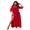 Red, variant on LYMAYTER Cold Shoulder Short Sleeve Dress for Women's Deep V-Neck High Waist Split Side Maxi Dress S-2XL