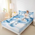 thumbnail image 4 of Manfei Kawaii Christmas Snowman Twin Sheet Sets,Merry Xmas Twin Fitted Sheet,White Blue Flat Sheet For Kids,Microfiber Bedroom Decor,3pcs, 4 of 7