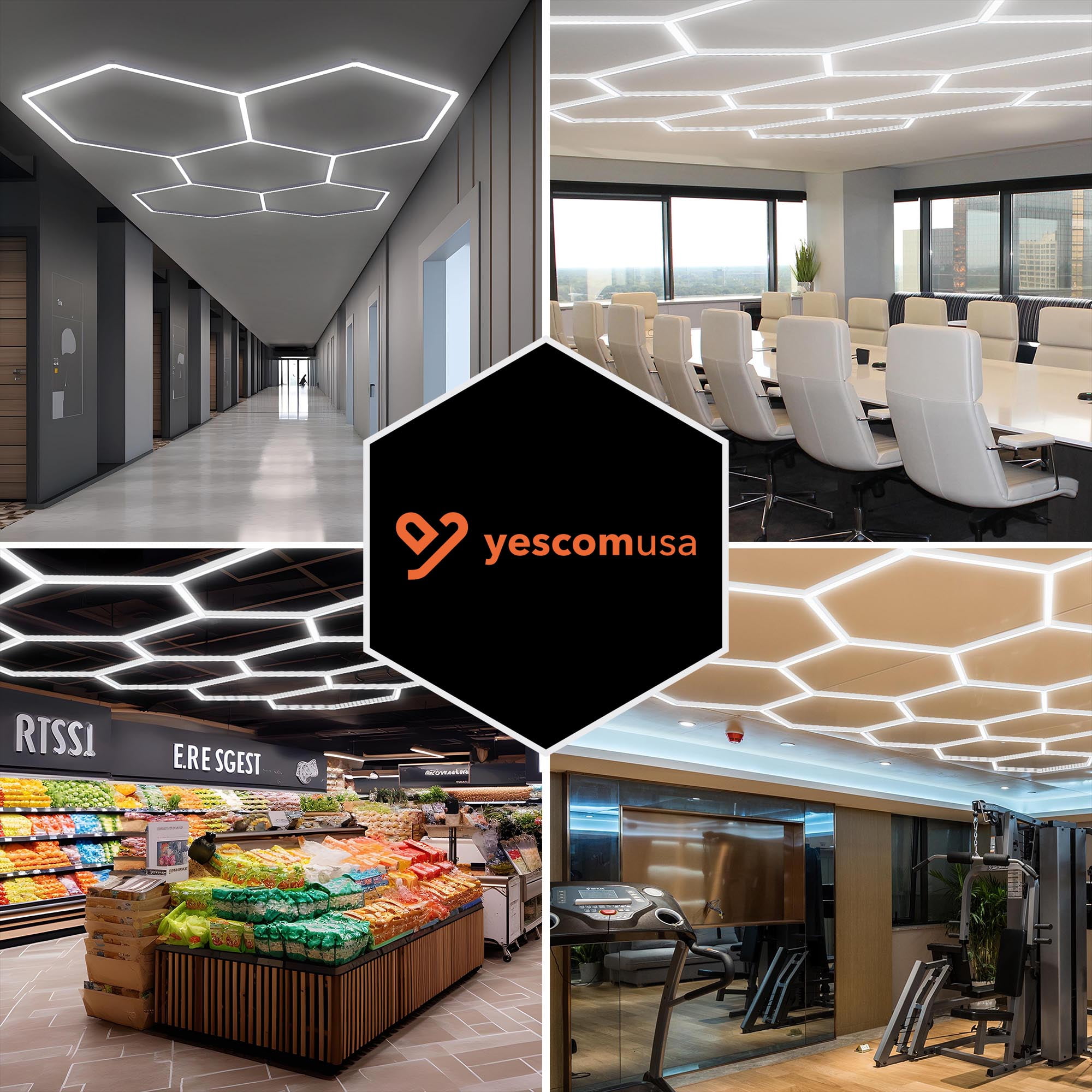 Yescom Hexagon LED Garage Light Honeycomb Hair Styling Shop Salon Car  Detail Workshop Retail Light 72 Pack
