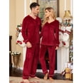 thumbnail image 2 of Ekouaer Couples Matching Pajamas Sets Velvet PJs Set for Men and Women Velour Long Sleeve Sleepwear, 2 of 5