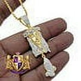 thumbnail image 2 of Real Genuine Diamond Jesus Face Praying Hands Pendant Charm Chain Set 10K Yellow Gold Finish, 2 of 6