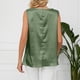 thumbnail image 4 of Camiseta sin mangas de verano para mujer, cuello vuelto, sin mangas, suelta, informal, elegante, básica, OD verde L, 4 of 8