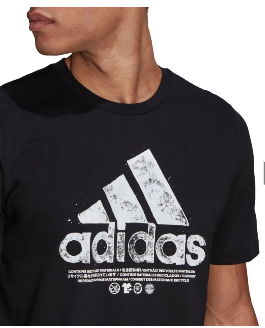New Men's adidas Logo Printing Pattern Round Neck Short Sleeve Black T-Shirt