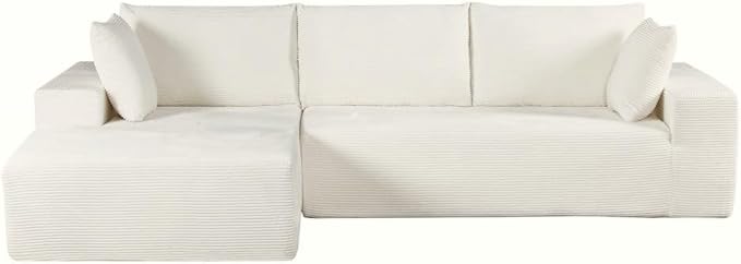 Corduroy upholstery 2 piece L shape high density foam sectional