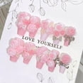 thumbnail image 4 of Uñas postizas Press on FIEONCIY, rosa floral, tamaño mediano, cuadradas, 24 piezas, 4 of 6