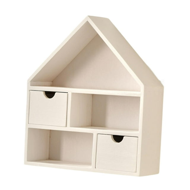 Siruishop Elegant Rustic Wooden Display Case, Decorative Collection Display for Figurines, White