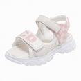 thumbnail image 3 of kpoplk Girls Open Toe Princess Flat Sandals Flower Dress Shoes Little Kid Summer Flats(Pink,13), 3 of 9