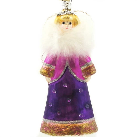 Holiday Ornament ANGEL/SANTA WITH FUR TRIM Glass WE9T22P ANGEL