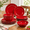 Christmas Red, variant on Fall Dishes Dinnerware Set 12 Piece Service For 4 Orange