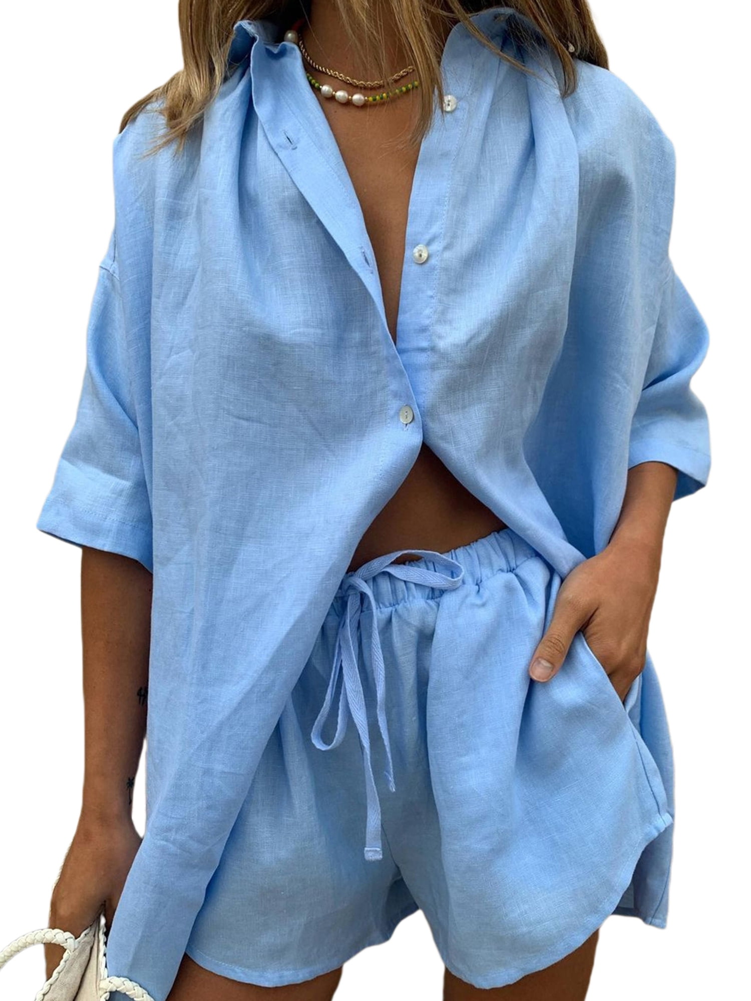 oversized linen button down