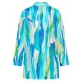 thumbnail image 5 of Women's Plus Size Aqua Abstract Cardigan, Long Sleeve Open Front Tunic with Pockets, 5 of 8