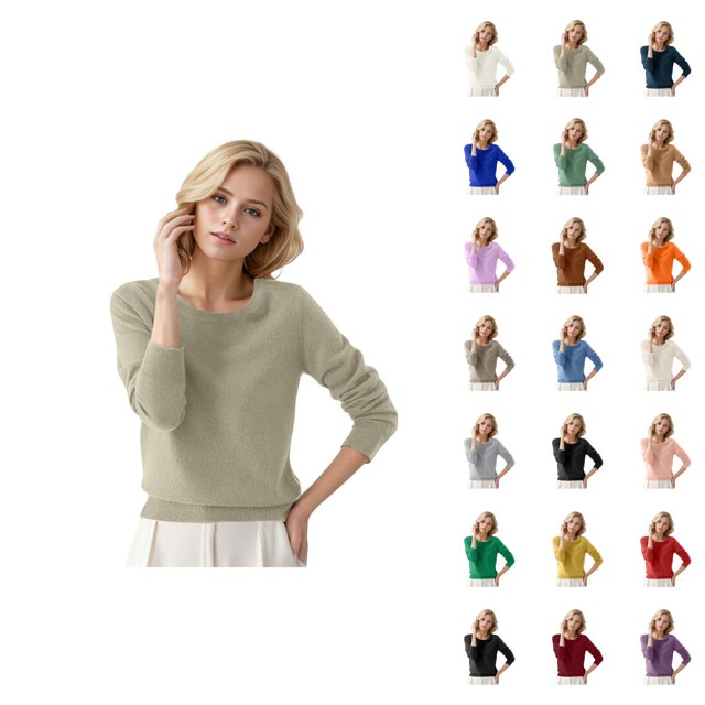 Pulls pour Femmes 2026 Mode Automne Hiver Manches Longues Col Rond Doux Tricoté Uni