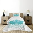 thumbnail image 4 of Ambesonne Leaf Quilted Bedspread Set 2 Pcs, Mandala Lotus Pattern Art, Twin Size, Sky Blue Teal, 4 of 5