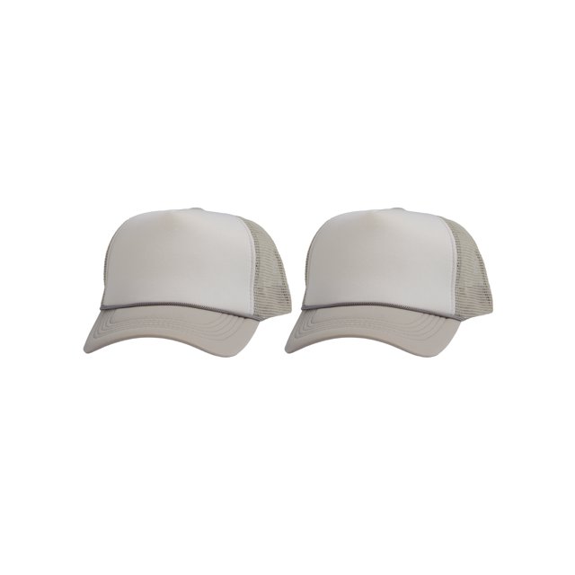 Top Headwear Men's Blank Rope Trucker Foam Mesh Plain White/Light Grey