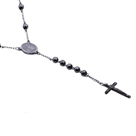 Arista Gun Metal Plated Stainless Steel Men's Rosary 24"