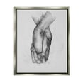 thumbnail image 3 of Stupell Industries Simple Vintage Black & White Hand Holding Illustration Luster Gray Framed Floating Canvas Wall Art, 24x30, by Ros Ruseva, 3 of 5