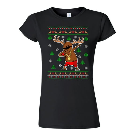 Junior Rudolph Gangsta Sleigh Reindeer Cool Ugly Christmas Funny DT T-Shirt Tee