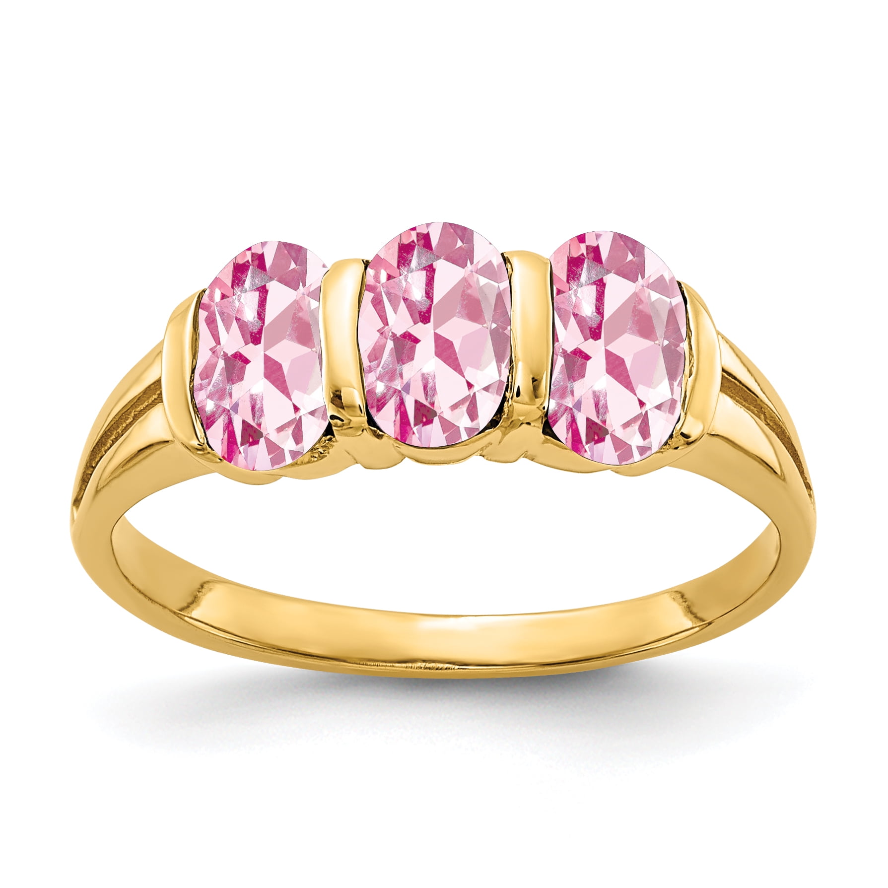 Primal Gold Primal Gold 14 Karat Yellow Gold 6x4mm Oval Pink