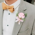 thumbnail image 3 of Wedding Rose Boutonniere Pink Groom Flower Men's Boutineer Prom Buttonholes Party Suit Decor Anniversary Accessories for Bridegroom and Man, 3 of 4