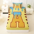 thumbnail image 3 of Erosebridal Light Blue Dripping Baseball Stitch & Waffle Letter A Graphic Twin Sheet Sets 3pcs, Alphabet Graphic Bedding for Boys And Girls Kids,Microfiber Bedroom Decor, 3 of 5