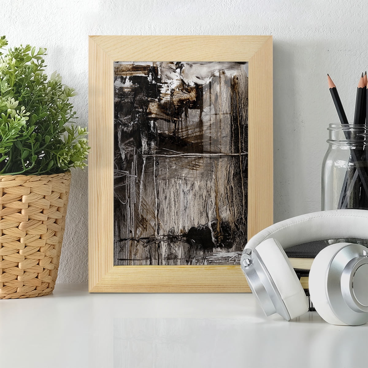 Continuum II -Framed Print w/glass-Natural Wood