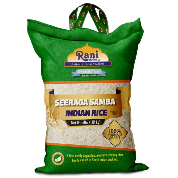 Rani Seeraga Samba Indian Rice 64oz (4lbs) 1.81kg Cloth Bag ~ All Natural | Gluten Friendly | Vegan | Kosher | Export Quality | Indian Origin