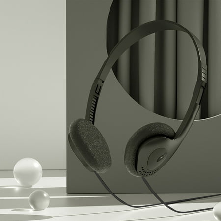 Qnjujn On Ear Wired Retro Headphones Single 3.5mm Plug Noise Isolation Headphones for Walkman CD Player Computer Throwback 80 s/ 90 s Design Black