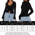 thumbnail image 2 of Blusa Mangas Largas Traje de calle ajustado para mujer, Top ajustado con ombligo expuesto, Color sólido, ajustado, para chica picante Kuymtek Negro T L para Mujer, 2 of 7