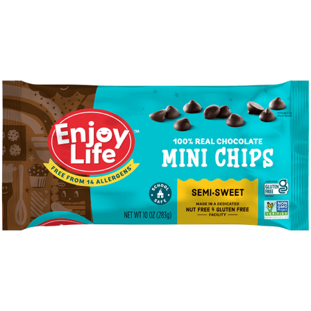 Pack of 2 Enjoy Life Semi-Sweet, Dairy Free, Nut Free Vegan Chocolate Chips, 10 Ounce