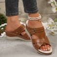 thumbnail image 6 of Orthopedic Sandals for Women Womens Wedge Sandals Wedge Sandals for Women Dressy Low Heel Slip On Sandals with Arch Support Summer Casual Comfortable Walking Platform Slide Shoes Brown 9, 6 of 6