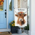thumbnail image 2 of Welcome Watercolor Highland Cow with Flowers Garden Flags 12×18 Inch Double Sided Decorative Yard Banner Seasonal Flag for Outdoor Outside Decor, 2 of 6