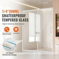 thumbnail image 4 of Semi-Frameless Shower Door 57.7-59 x 70 Inches, 1/4" SGCC Tempered Glass, Chrome Finish, 4 of 11