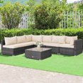 thumbnail image 4 of Costway 7PCS Patio Rattan Furniture Set Sectional Sofa Cushioned Garden Beige, 4 of 10