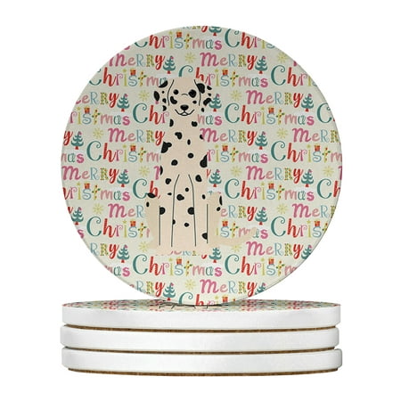 

Merry Christmas Dalmatian Large Sandstone Coasters Pack of 4 4 in x 4 in