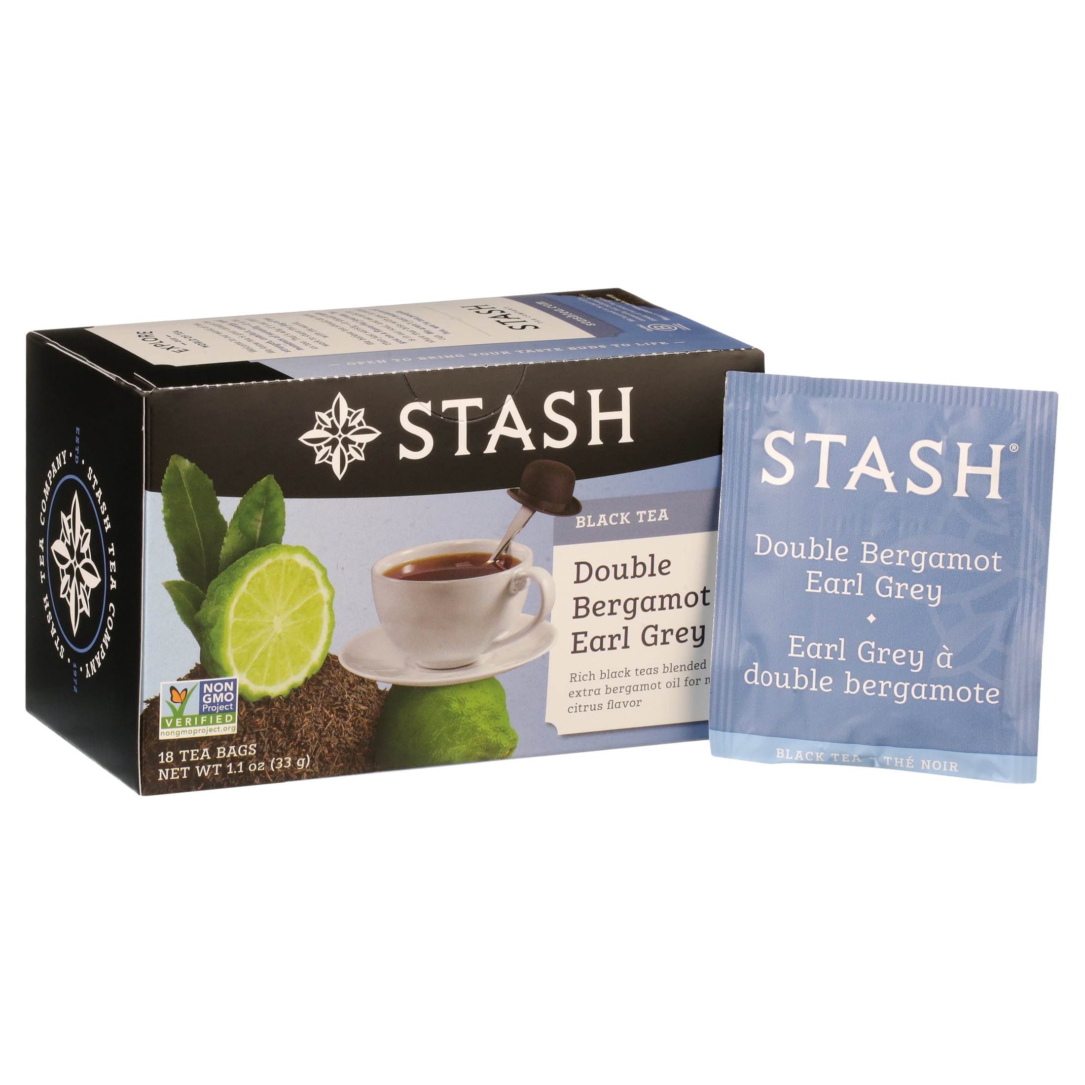 Stash Tea Double Bergamot Earl Grey Black Tea, 18 Ct, 1.1 Oz