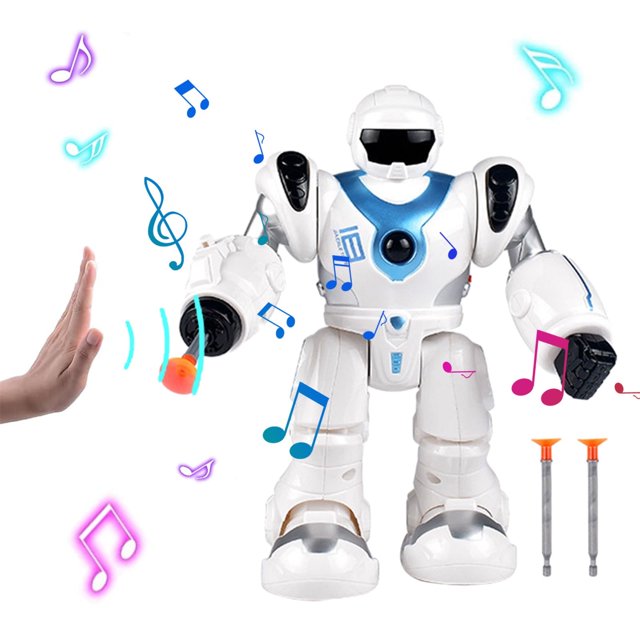 Jacenvly - Juguetes educativos para niños: Robot de combate espacial con ventosa de lanzamiento manual, modelo de robot eléctrico suave para caminar, juguetes para niños y niñas, regalos de