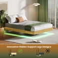 thumbnail image 4 of Bed Frame Oak Queen Floating Bed Frame with LED Lights, Wave Curve Wood Texture Bed with Heavy Duty Metal Slats - No Box Spring Needed., 4 of 7
