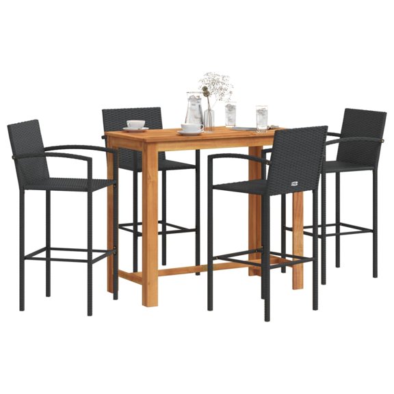vidaXL Patio Bar Set Outdoor Garden Furniture Solid Wood Acacia and Poly Rattan