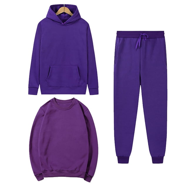 Jusqu'à 50 % de Rabais sur les Ensembles d'Entraînement Décontractés pour Femmes Mode 3 Pcs ZVAVZ Ensemble de Survêtement d'Automne pour Femmes avec Chandail à Capuchon Uni, Hauts à Col Rond, Chandail à Capuche, Pantalon de Survêtement à Cordon, Ensemble de Sport 3 Pcs