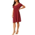 thumbnail image 4 of INSPIRE CHIC Women's Sleepwear Spring Summer Short Sleeves Lounge Nightgown with Pockets XL Wine Red, 4 of 6