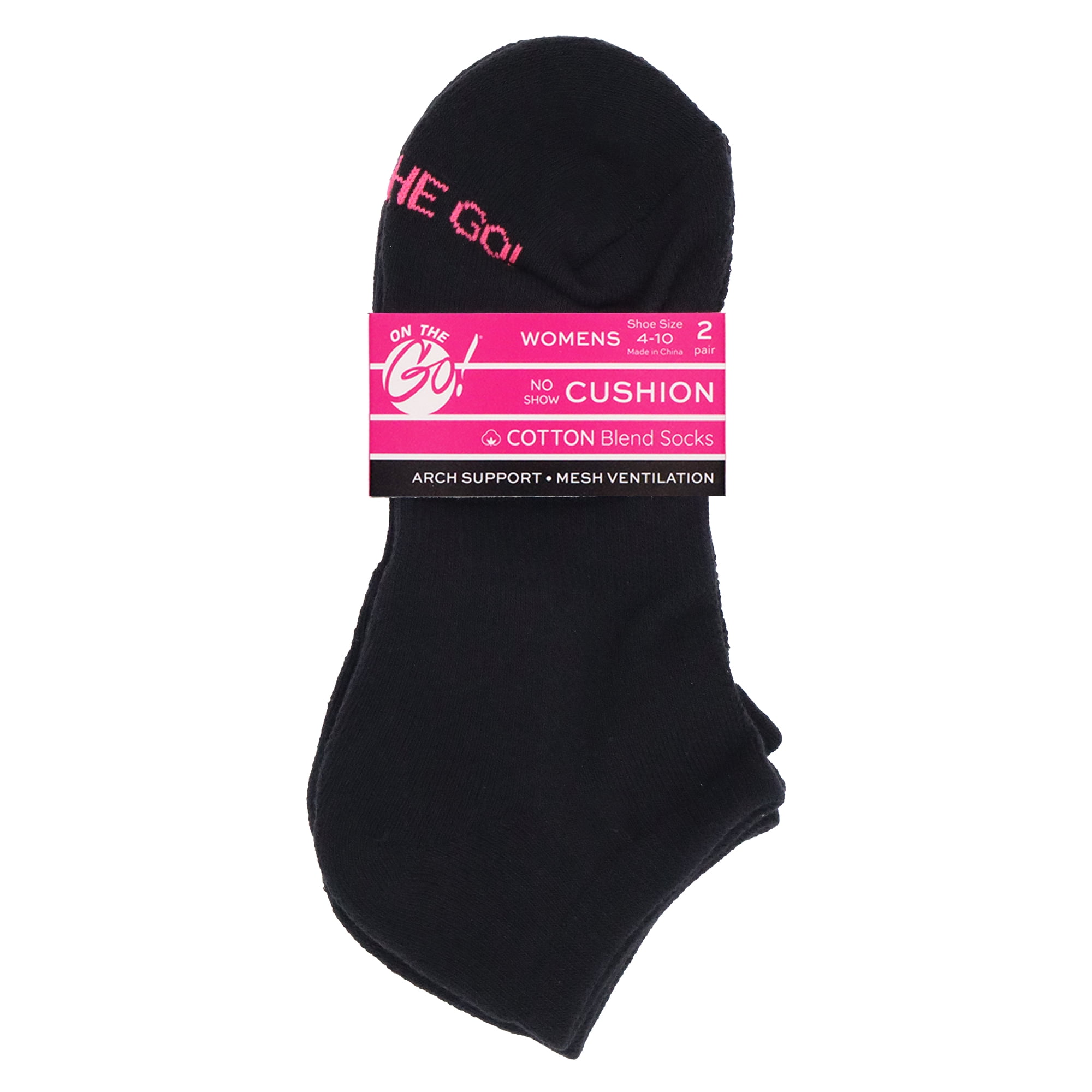 On the Go Women's Low Cut Socks (Black Solid, 2 Pair)
