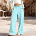 thumbnail image 2 of WAVSUF Girls Fleece Sweatpants Side Pockets Wide Leg Elastic Waist Fall Winter Warm Pants Blue 5, 2 of 9